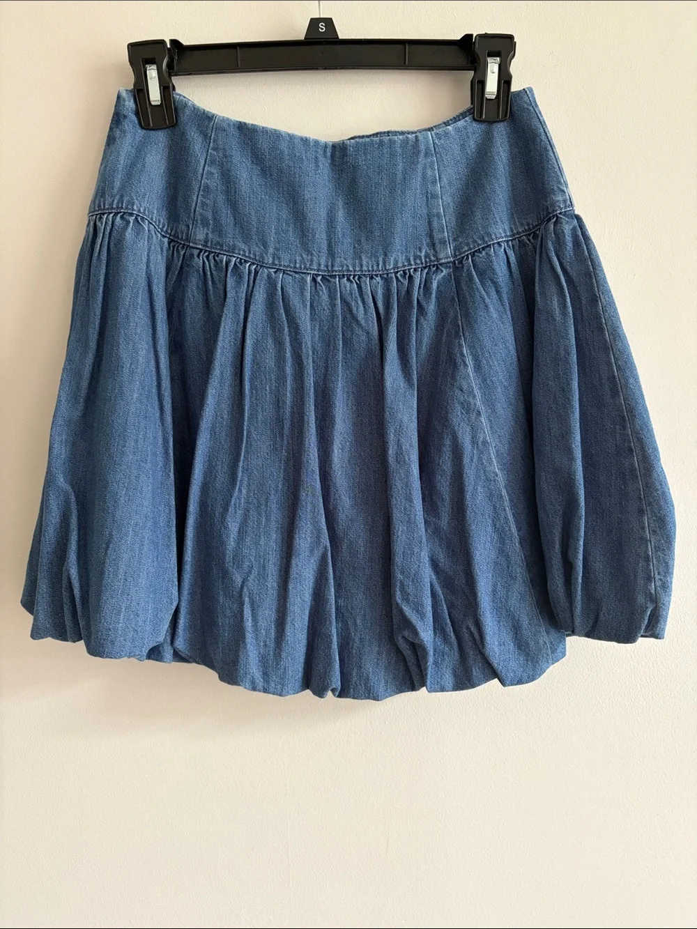 Casual Blue Denim Bubble Skirt